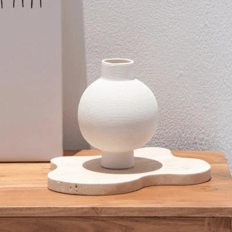 Plateau Luxe en Travertin Beige – Deux Tailles Sublimes-Atelier Travertin