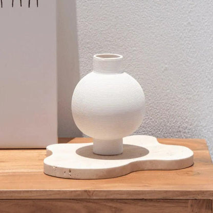 Plateau Luxe en Travertin Beige – Deux Tailles Sublimes-Atelier Travertin