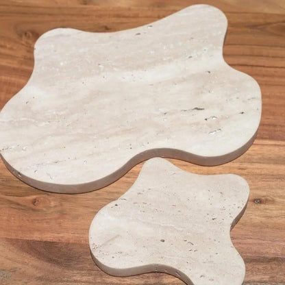 Plateau Luxe en Travertin Beige – Deux Tailles Sublimes-Atelier Travertin