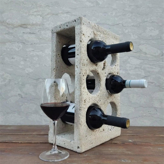 Porte-bouteille design en travertin-Atelier Travertin