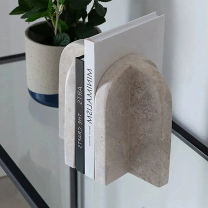 Serre-livres Élégant en Travertin Naturel-Atelier Travertin