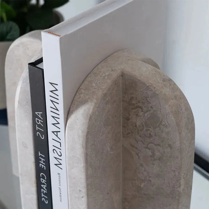 Serre-livres Élégant en Travertin Naturel-Atelier Travertin
