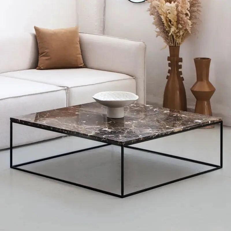 Table Basse Carrée en Marbre - Élégance et Style-Atelier Travertin
