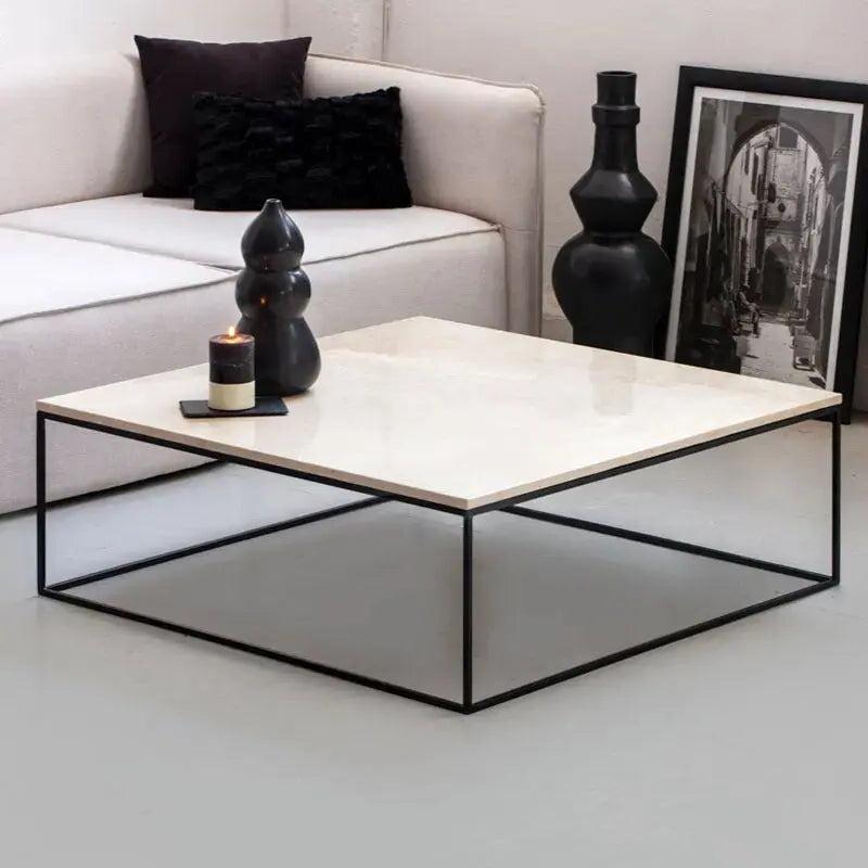 Table Basse Carrée en Marbre - Élégance et Style-Atelier Travertin