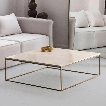Table Basse Carrée en Marbre - Élégance et Style-Atelier Travertin