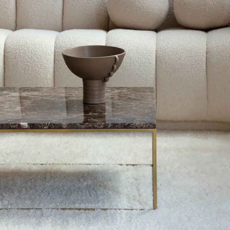 Table Basse Dorée en Marbre Exquis-Atelier Travertin