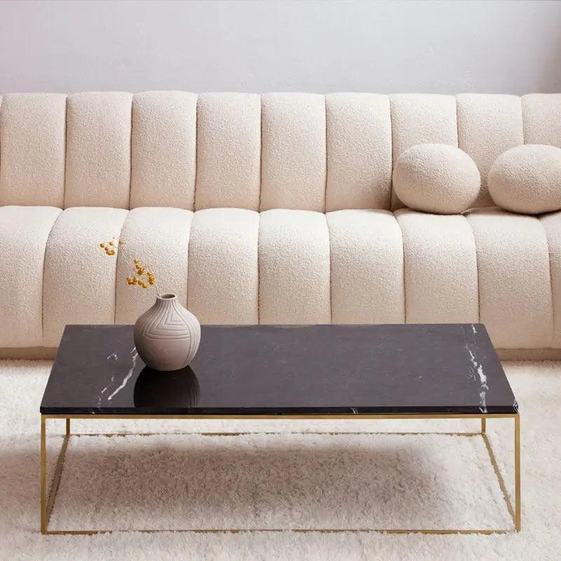 Table Basse Dorée en Marbre Exquis-Atelier Travertin