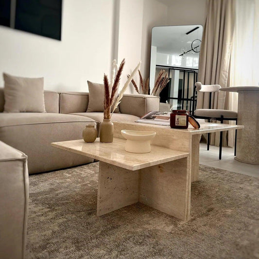 Table Basse Élégante en Travertin-Atelier Travertin