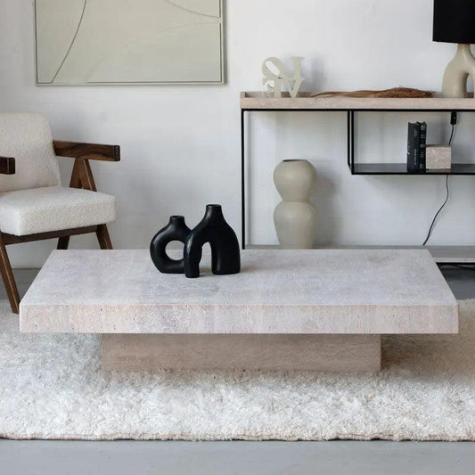 Table Basse Rectangulaire en Travertin Élégant-Atelier Travertin