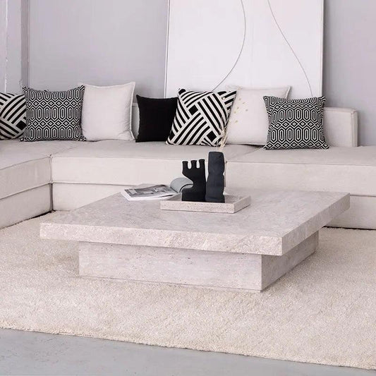 Table Basse en Travertin Élégante et Unique-Atelier Travertin