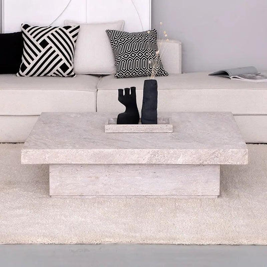 Table Basse en Travertin Élégante et Unique-Atelier Travertin