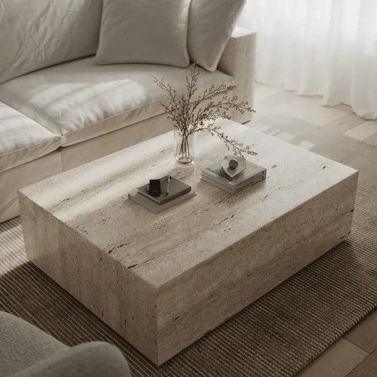 Table Basse en Travertin Épurée et Élégante-Atelier Travertin