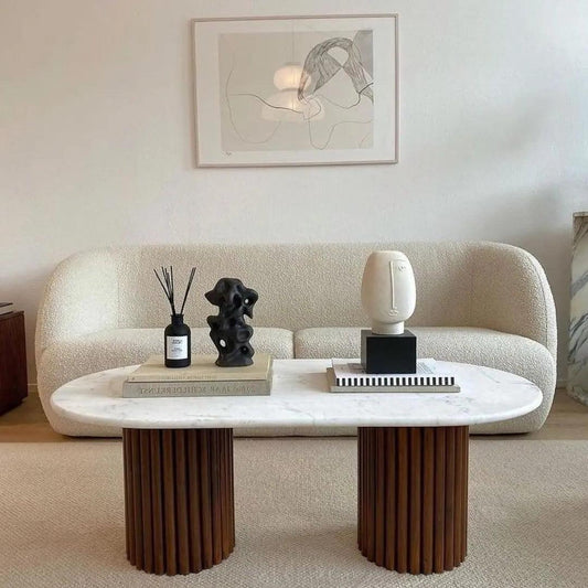 Table Ovale Luxe en Marbre Blanc-Atelier Travertin