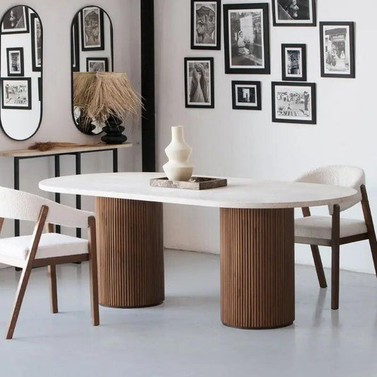 Table à manger Luxe en Travertin Naturel & Sur Mesure-Atelier Travertin