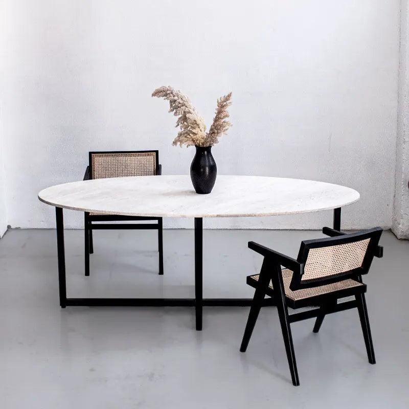 Table à manger Ovale en Travertin Luxe Luna-Atelier Travertin