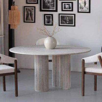 Table à manger Saphir en travertin sculptural-Atelier Travertin