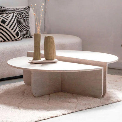 Table basse Apollo: Élégance en Travertin Naturel-Atelier Travertin