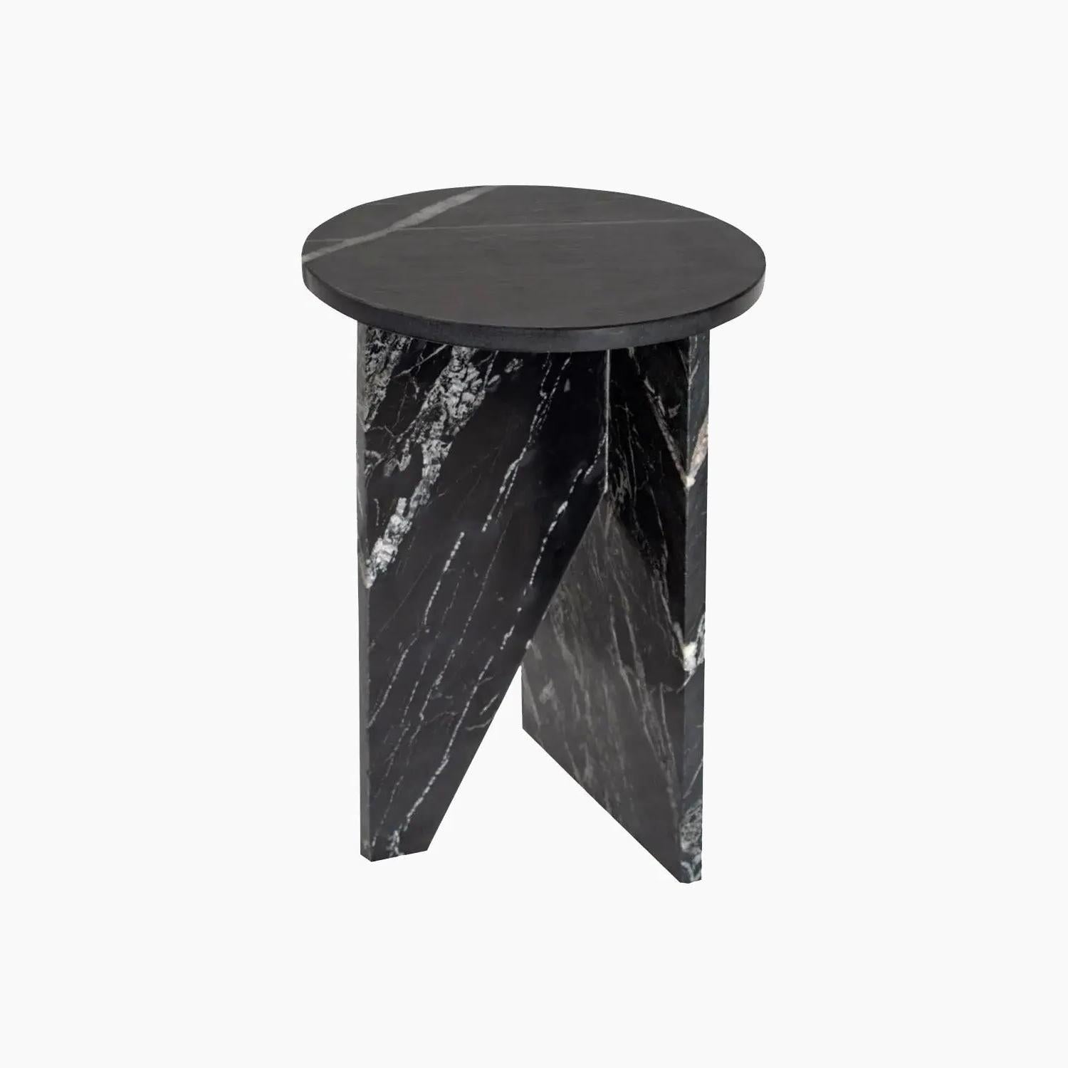 Table d'Appoint Chic en Marbre Noir-Atelier Travertin