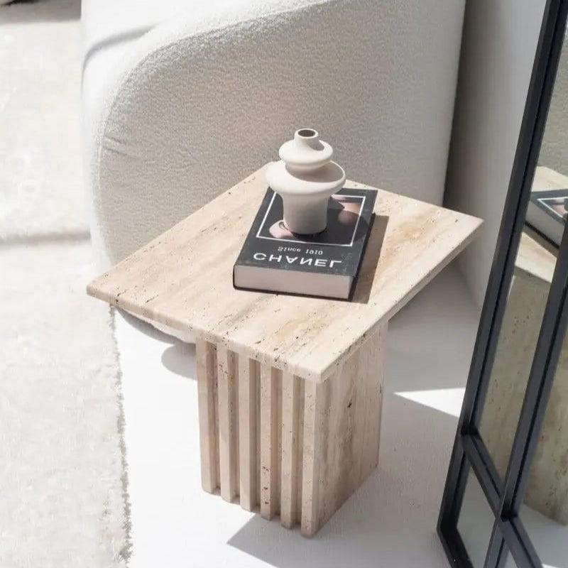 Table d'appoint luxe en travertin-Atelier Travertin