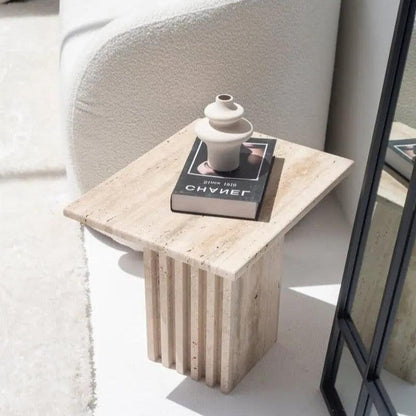 Table d'appoint luxe en travertin-Atelier Travertin