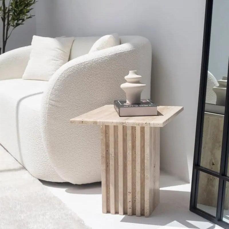 Table d'appoint luxe en travertin-Atelier Travertin