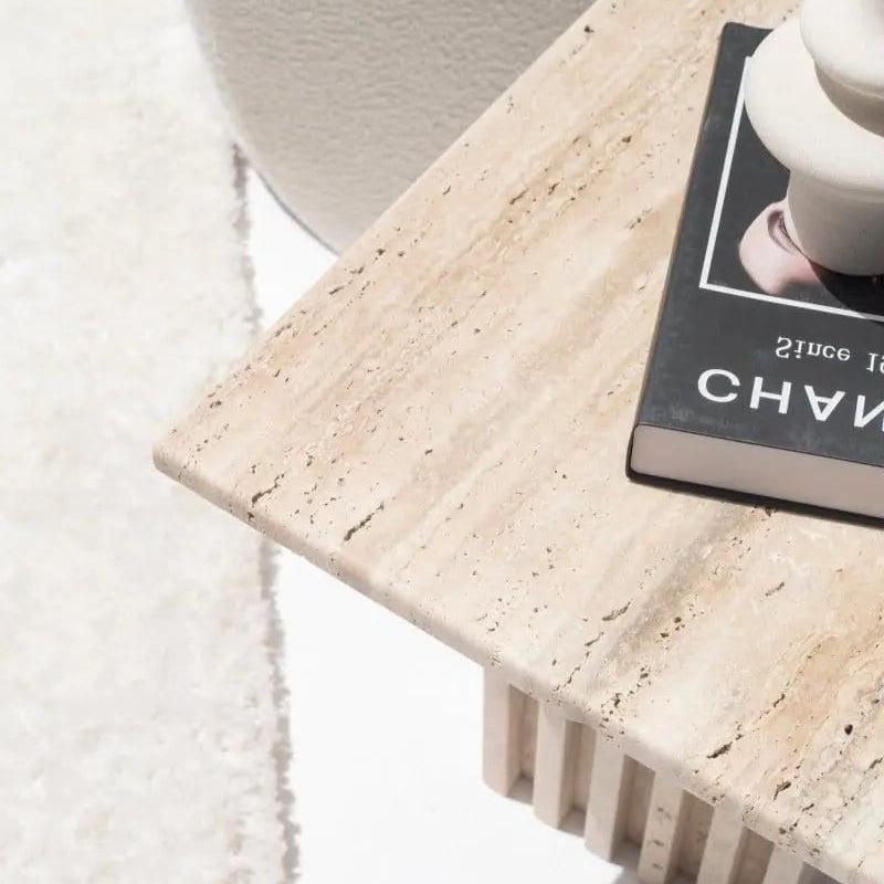 Table d'appoint luxe en travertin-Atelier Travertin
