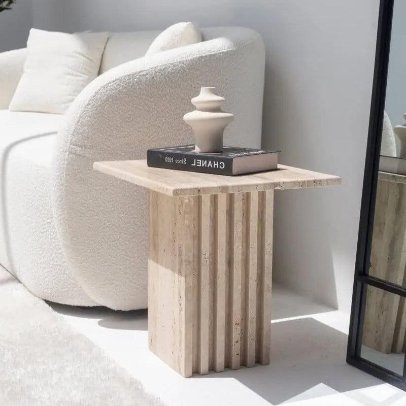 Table d'appoint luxe en travertin-Atelier Travertin