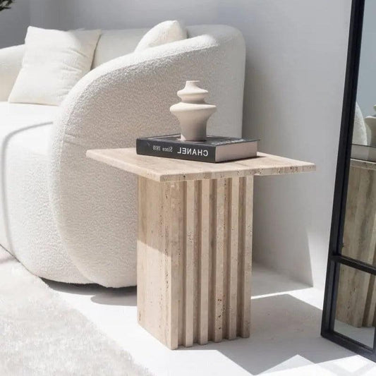 Table d'appoint luxe en travertin-Atelier Travertin