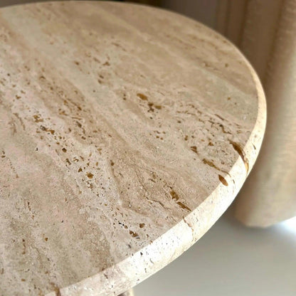 Table d'appoint travertin élégante-Atelier Travertin