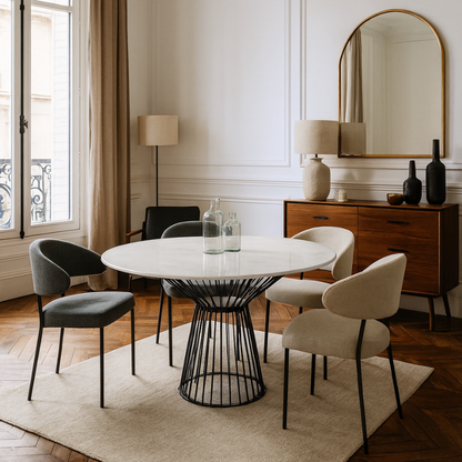 Table à manger en Marbre blanc Søndra – Élégance et convivialité