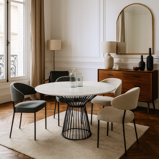 Table à manger en Marbre blanc Søndra – Élégance et convivialité