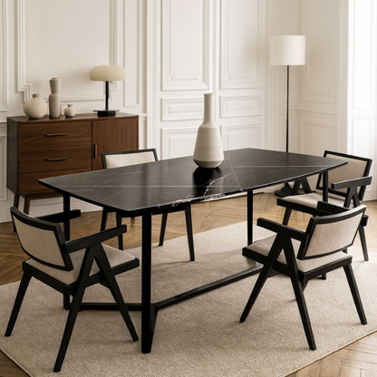 Table à manger en Marbre noir Nørvik – Élégance contemporaine