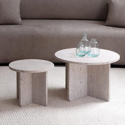 Tables Basses Artisanales en Travertin-Atelier Travertin