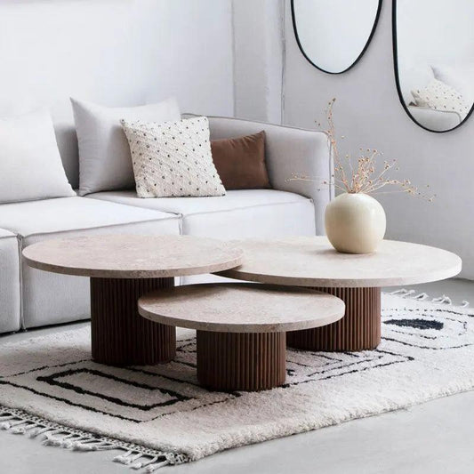 Tables Basses Trio en Travertin Chic-Atelier Travertin