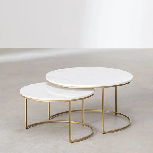 Tables Gigognes en Marbre Chic & Éclat-Atelier Travertin