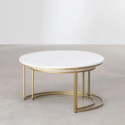 Tables Gigognes en Marbre Chic & Éclat-Atelier Travertin