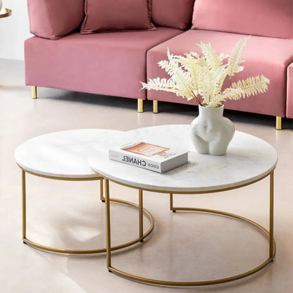 Tables Gigognes en Marbre Chic & Éclat-Atelier Travertin