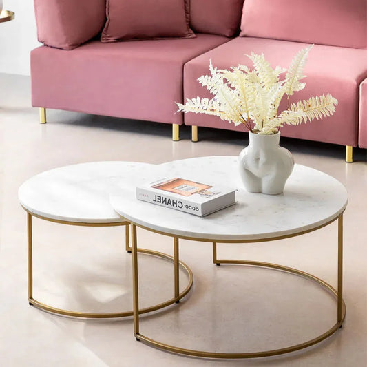 Tables Gigognes en Marbre Chic & Éclat-Atelier Travertin