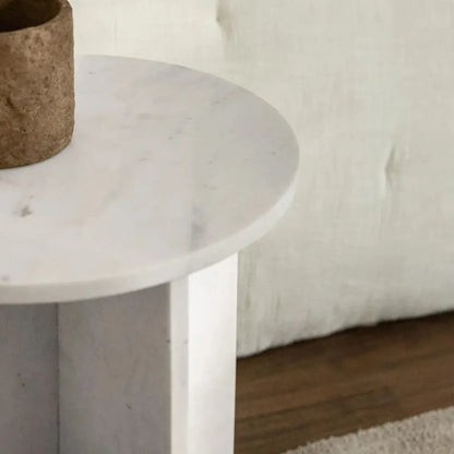 Tables Rondes en Marbre Blanc - Lot de 2-Atelier Travertin