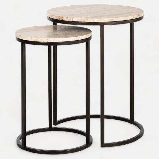Tables d'appoint en travertin chic et fonctionnelles-Atelier Travertin