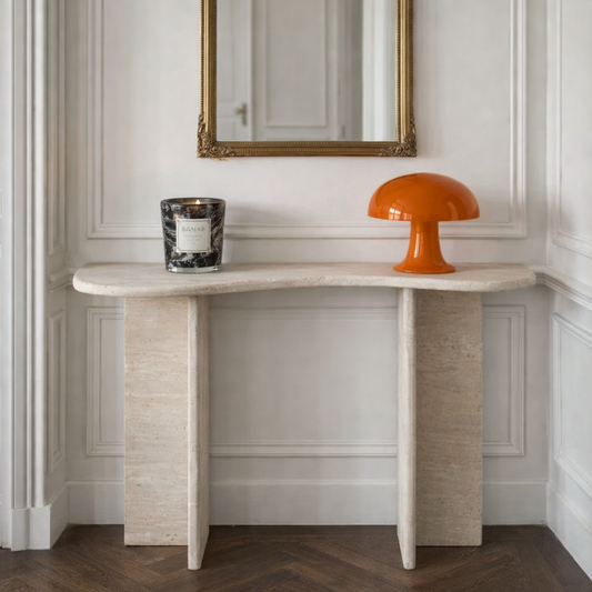 Console en Travertin incurvée Eclypse – Design organique et élégant