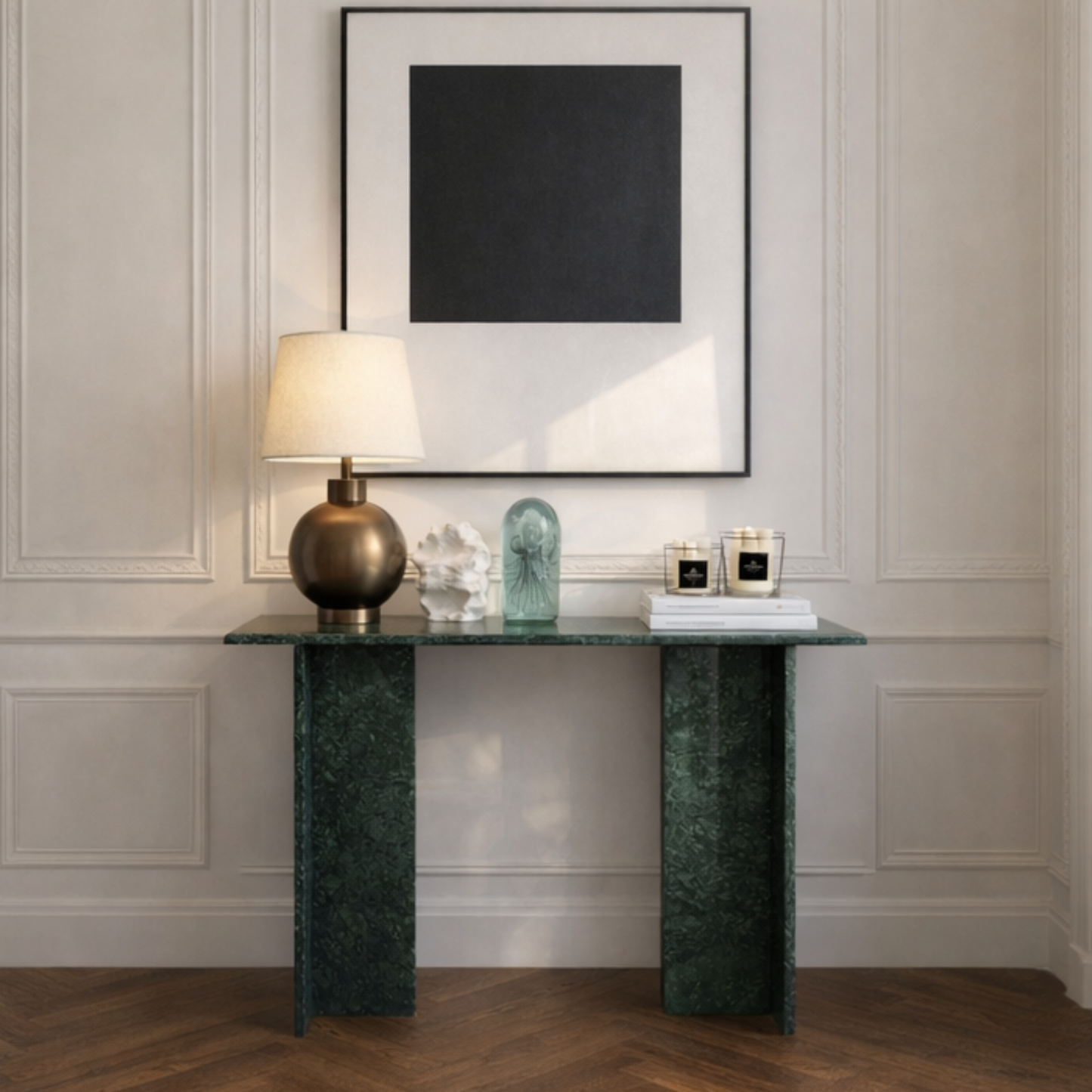 Console Giulia en Marbre vert – Élégance méditerranéenne et design chic