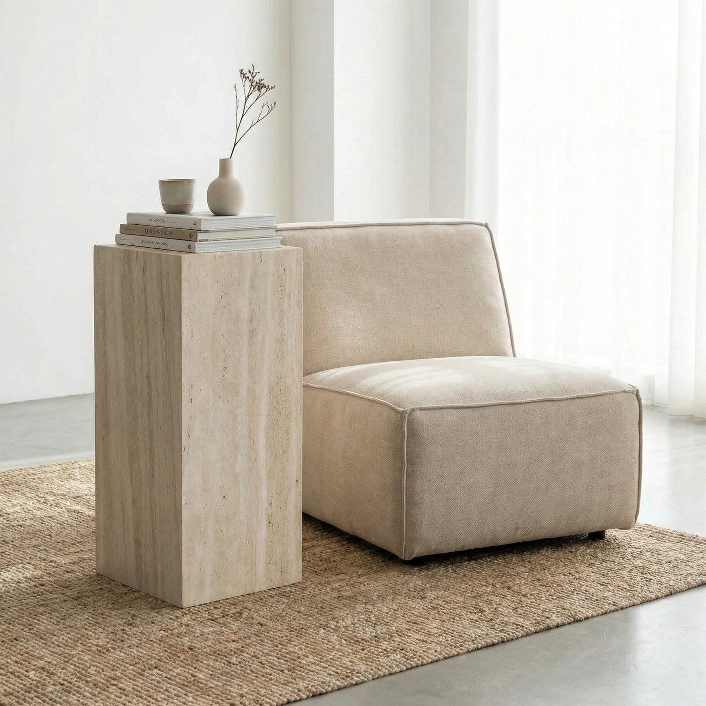 Colonne cubique en Travertin Sorrento 85cm – Minimalisme