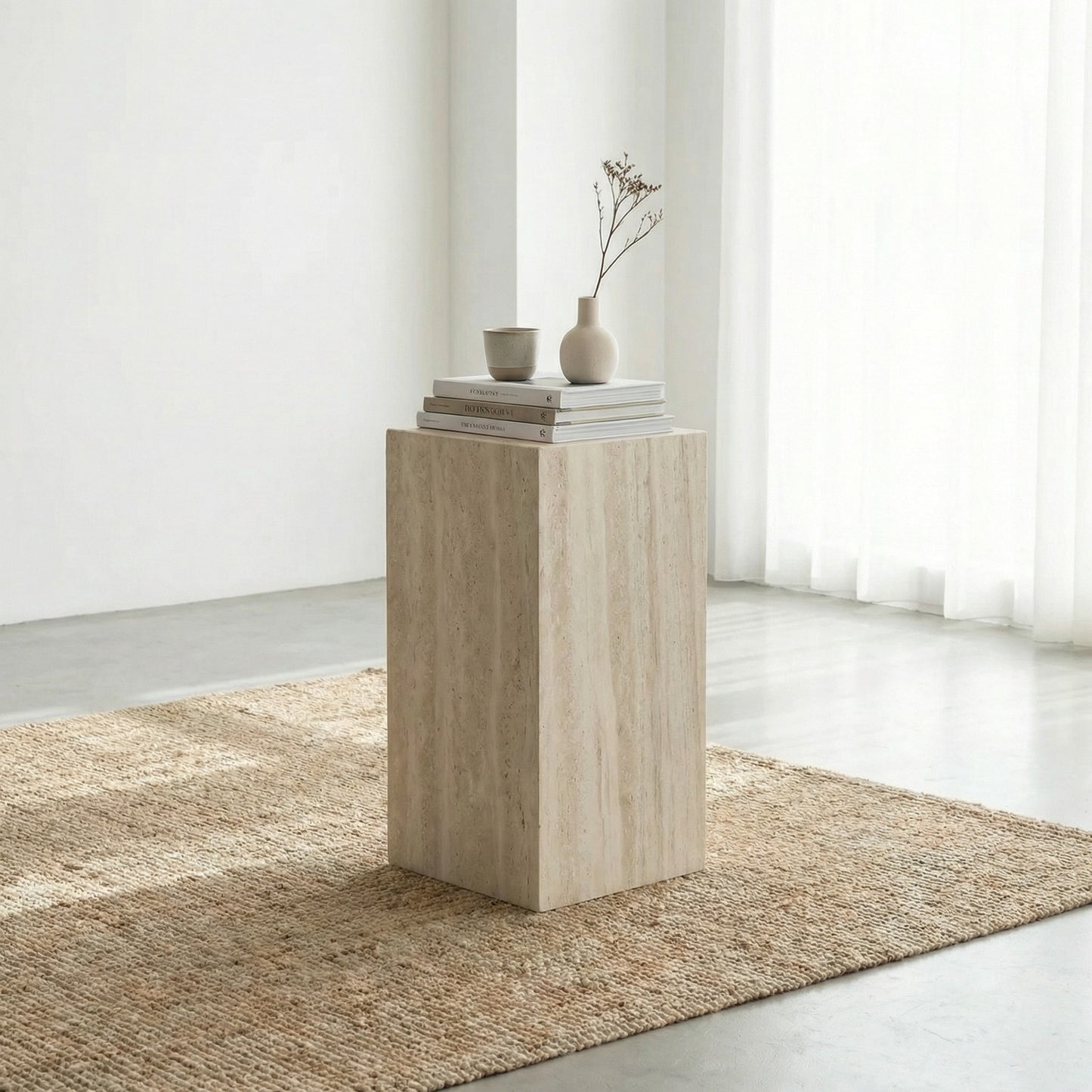 Colonne cubique en Travertin Sorrento 70cm – Minimalisme