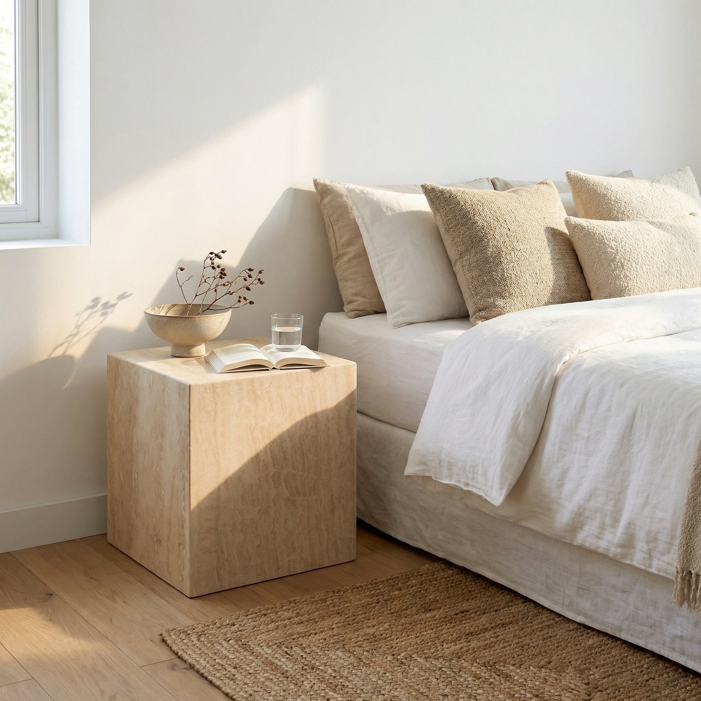 Cube d’appoint en travertin 40cm