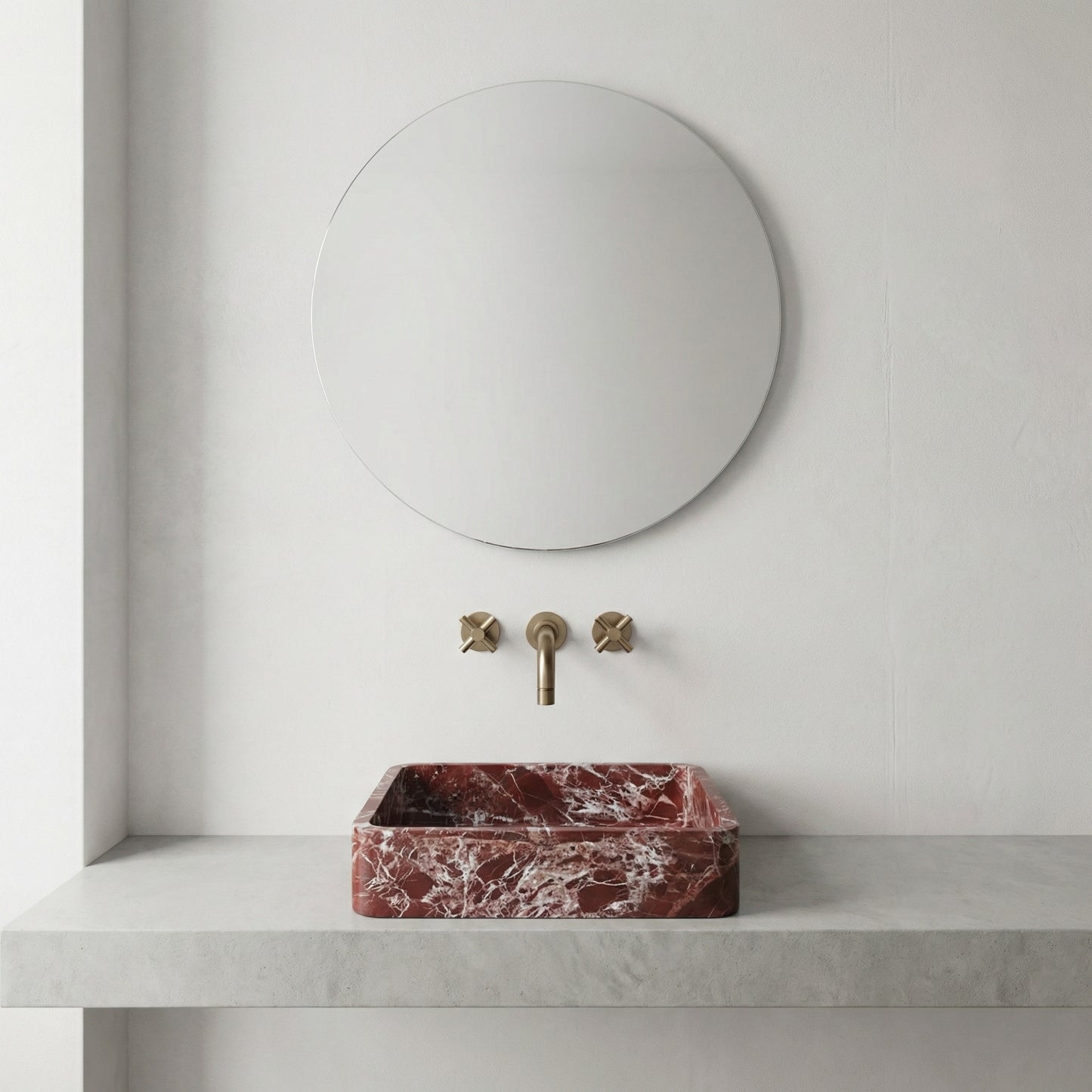 Vasque rectangulaire en marbre Rosso Levanto – Vasca Porpora