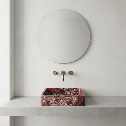 Vasque rectangulaire en marbre Rosso Levanto – Vasca Porpora