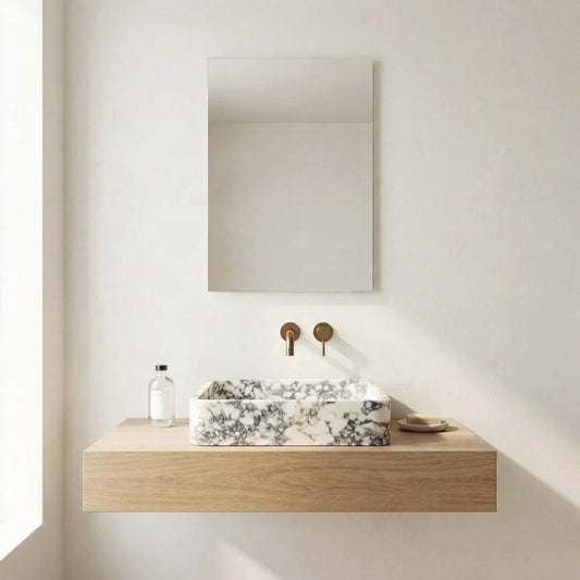 Vasque rectangulaire en marbre Calacatta Viola – Vasca Chiara