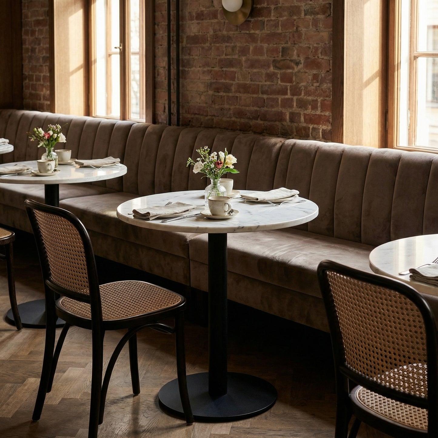 Table bistrot ronde en marbre blanc Ø60 cm – Bellini
