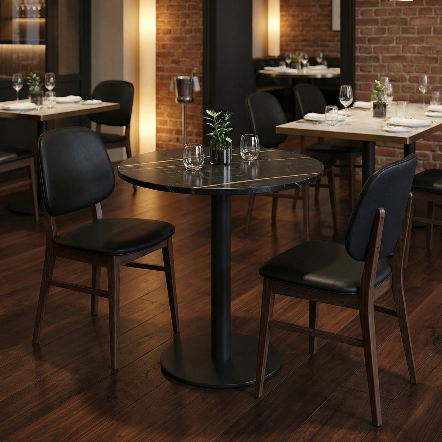 Table bistrot ronde en marbre noir Ø60 cm – Bellini